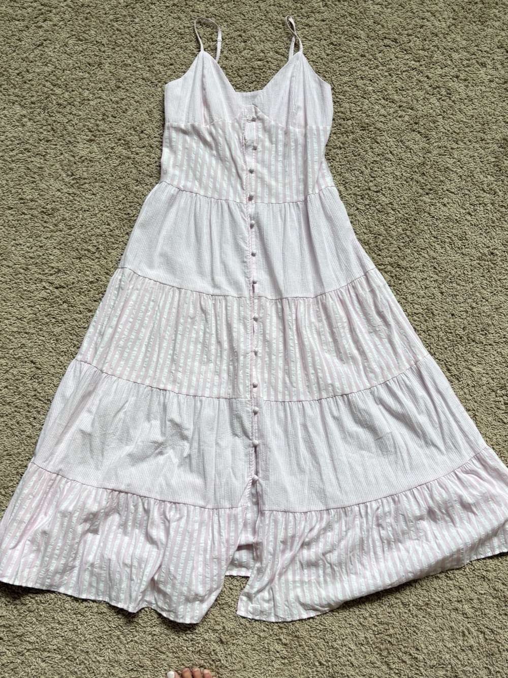 Striped Maxi Dress in Pink & White Like New
